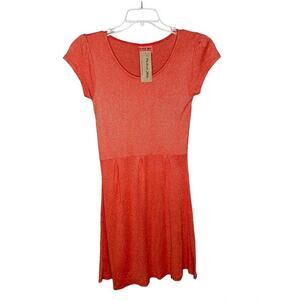 NWT Michael Stars Scoop Neck Short Sleeve Dress 0307 Lobster Orange One Size